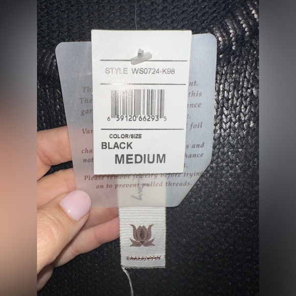 Willow & Clay 3/4 Sleeve Shine Black Scoop Neck Sweater Sz M NWT - Picture 3 of 11